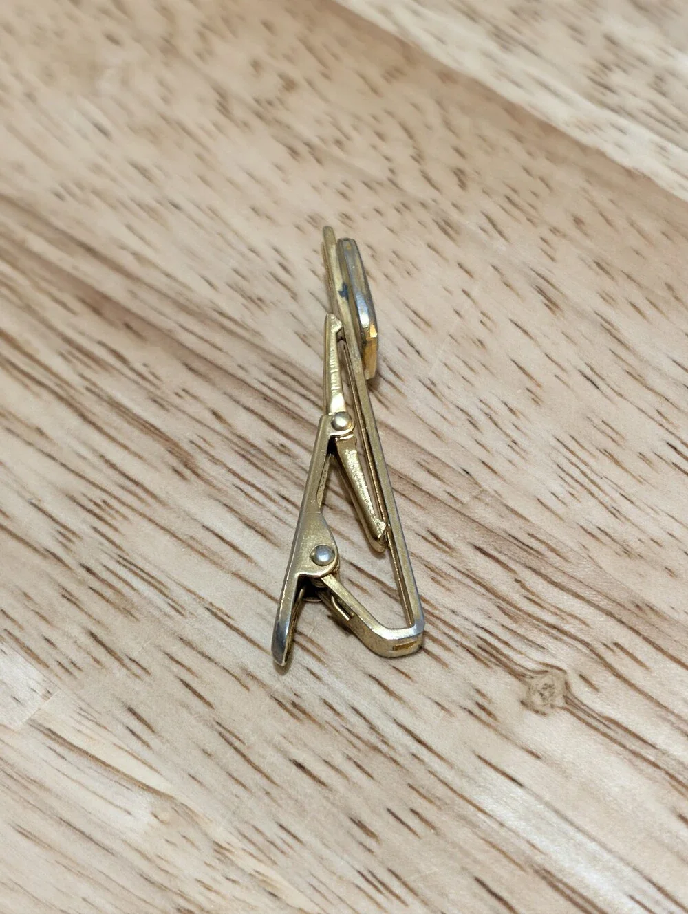 Vintage Celine Tie Clip Two-Tone Black Enamel Horse Carriage Logo